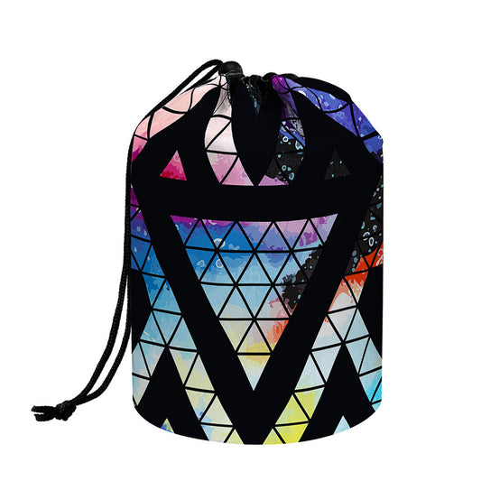 Black Triangle Galaxy Space Print Drawstring Makeup Bag