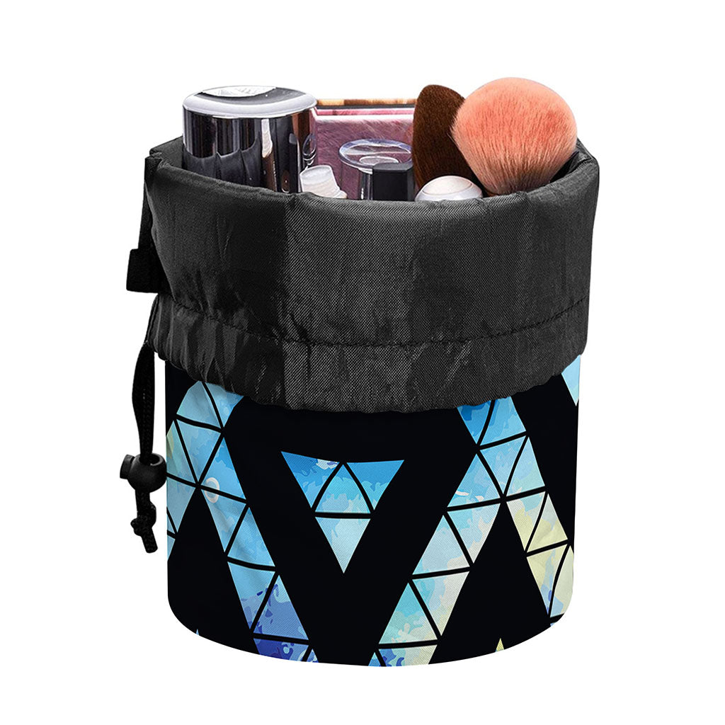 Black Triangle Galaxy Space Print Drawstring Makeup Bag