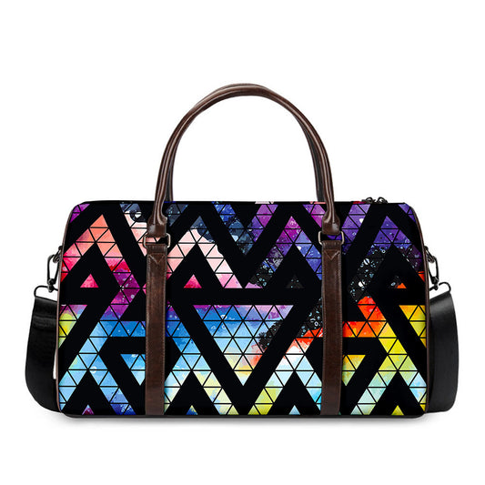 Black Triangle Galaxy Space Print Duffle Bag