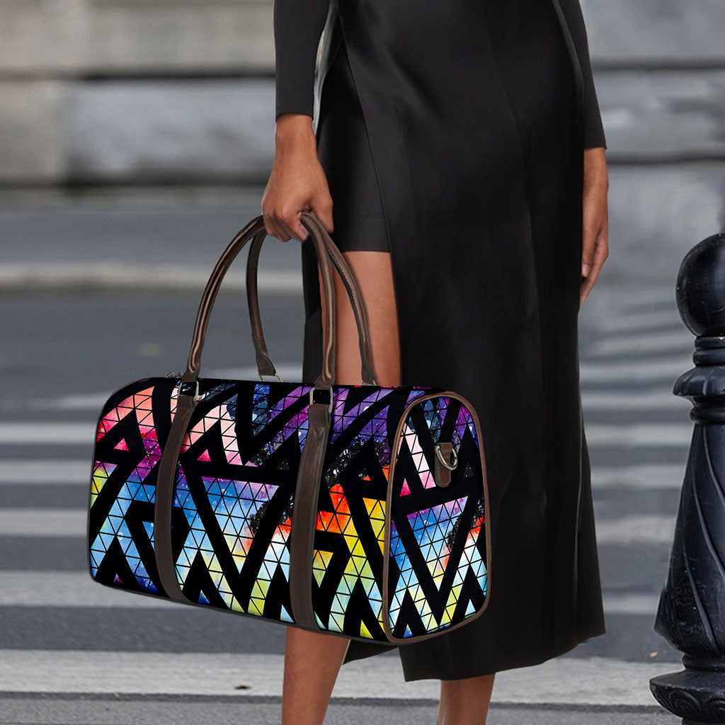 Black Triangle Galaxy Space Print Duffle Bag