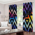 Black Triangle Galaxy Space Print Extra Wide Grommet Curtains