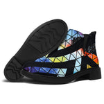 Black Triangle Galaxy Space Print Flat Ankle Boots