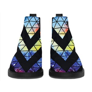 Black Triangle Galaxy Space Print Flat Ankle Boots