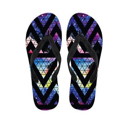 Black Triangle Galaxy Space Print Flip Flops