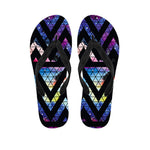 Black Triangle Galaxy Space Print Flip Flops
