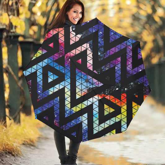 Black Triangle Galaxy Space Print Foldable Umbrella