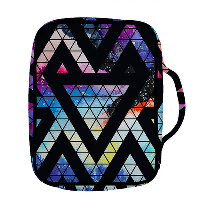 Black Triangle Galaxy Space Print Front Pocket Bible Bag