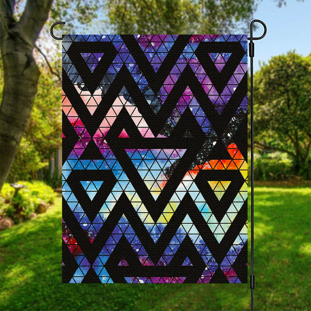 Black Triangle Galaxy Space Print Garden Flag