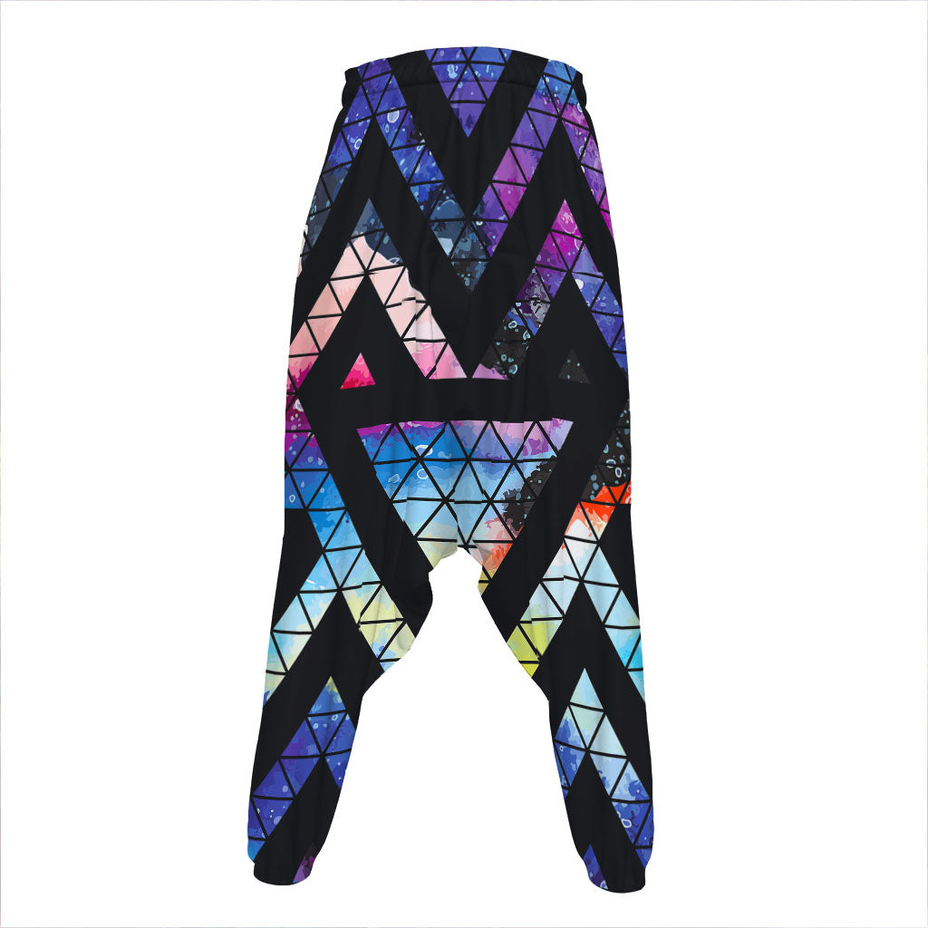 Black Triangle Galaxy Space Print Hammer Pants