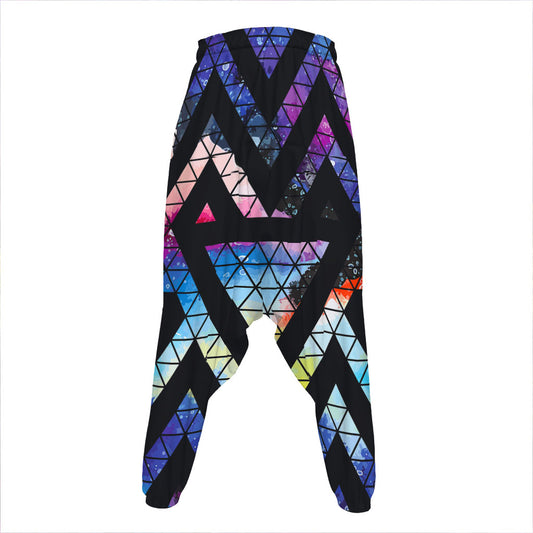 Black Triangle Galaxy Space Print Hammer Pants