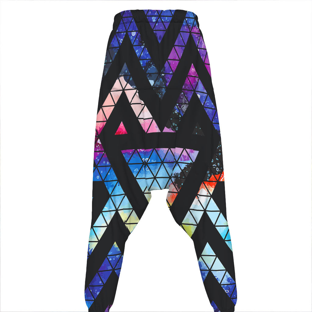 Black Triangle Galaxy Space Print Hammer Pants