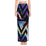 Black Triangle Galaxy Space Print High Slit Maxi Skirt