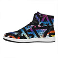 Black Triangle Galaxy Space Print High Top Leather Sneakers