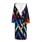 Black Triangle Galaxy Space Print Hooded Bathrobe