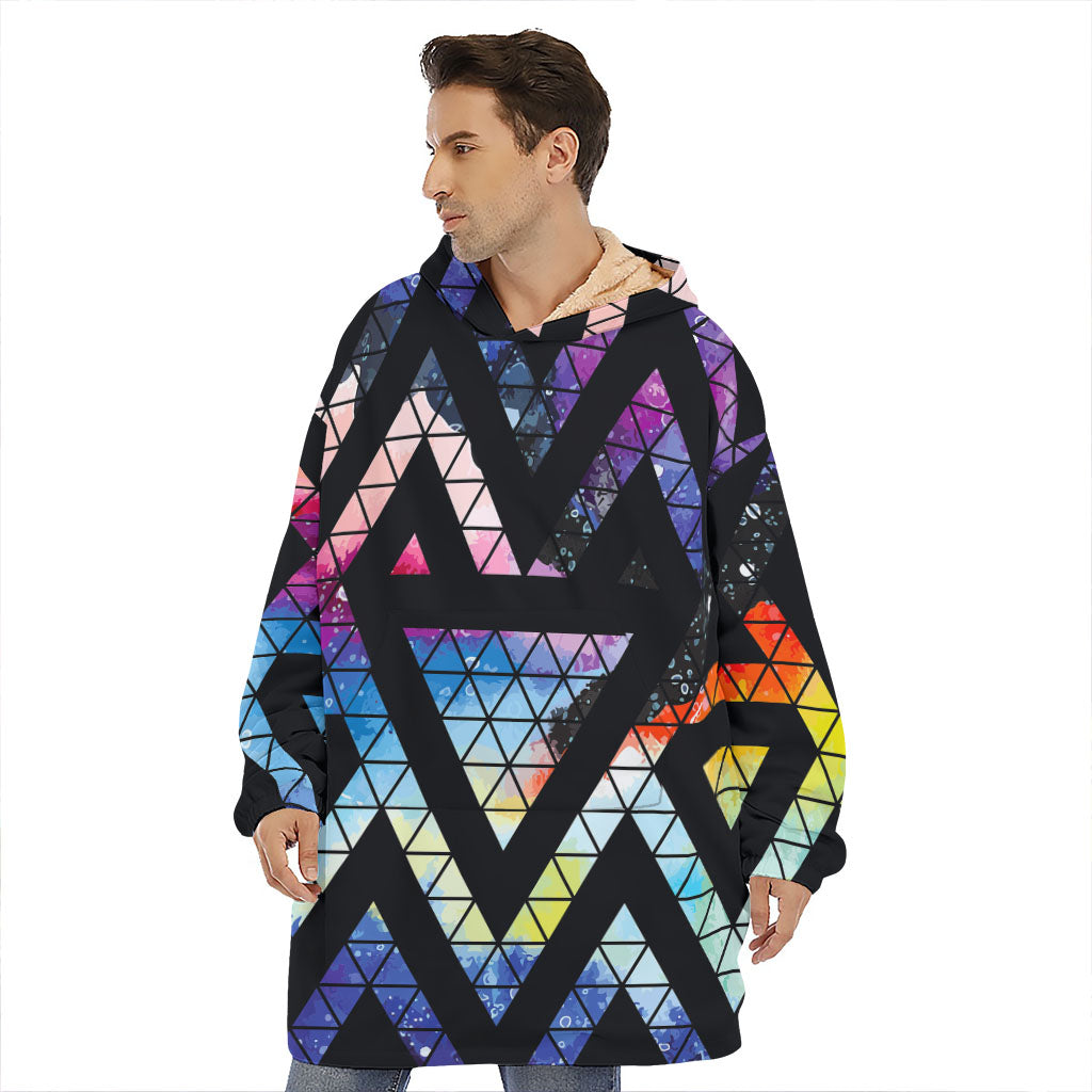 Black Triangle Galaxy Space Print Hoodie Blanket