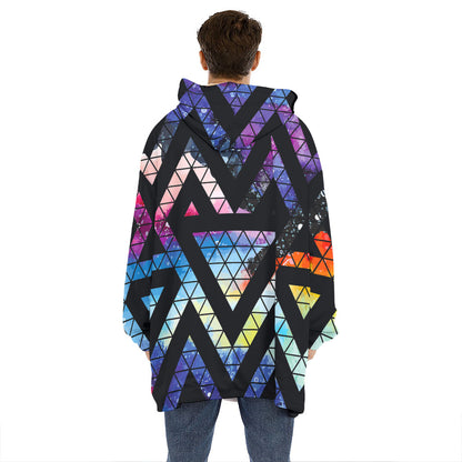 Black Triangle Galaxy Space Print Hoodie Blanket