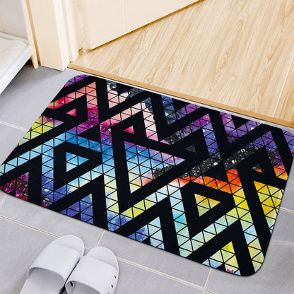 Black Triangle Galaxy Space Print Indoor Door Mat