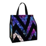 Black Triangle Galaxy Space Print Insulated Lunch Tote