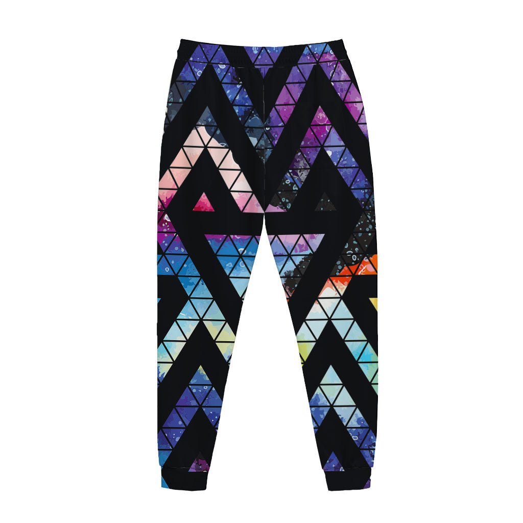 Black Triangle Galaxy Space Print Jogger Pants