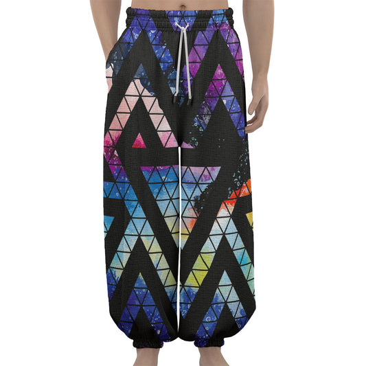 Black Triangle Galaxy Space Print Lantern Pants