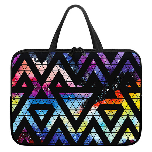 Black Triangle Galaxy Space Print Laptop Sleeve With Handle