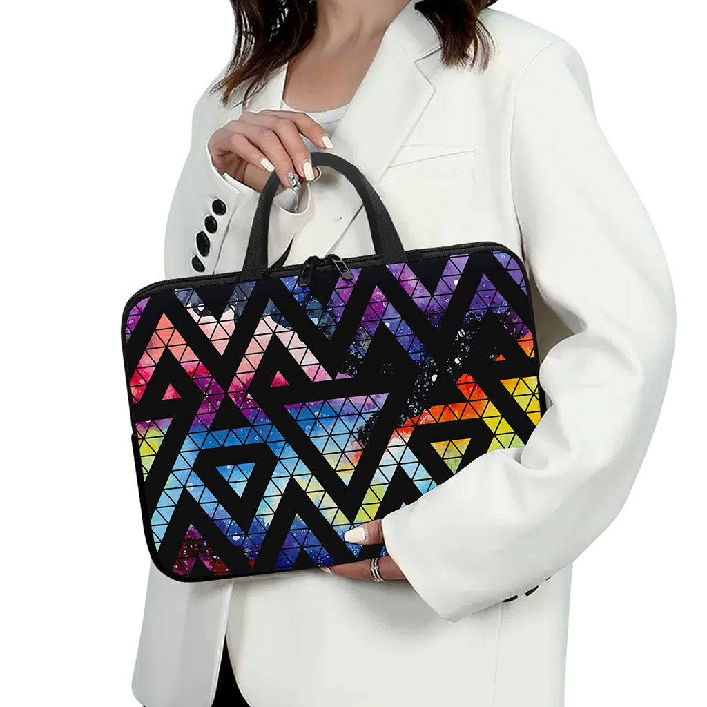 Black Triangle Galaxy Space Print Laptop Sleeve With Handle