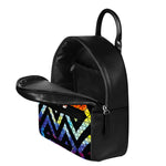 Black Triangle Galaxy Space Print Leather Backpack