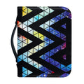 Black Triangle Galaxy Space Print Leather Bible Cover