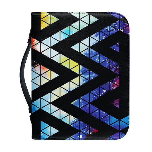 Black Triangle Galaxy Space Print Leather Bible Cover