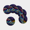 Black Triangle Galaxy Space Print Leather Coaster Set