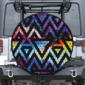 Black Triangle Galaxy Space Print Leather Spare Tire Cover