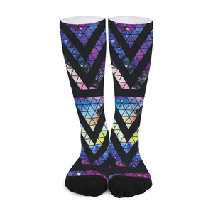 Black Triangle Galaxy Space Print Long Socks