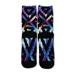 Black Triangle Galaxy Space Print Long Socks