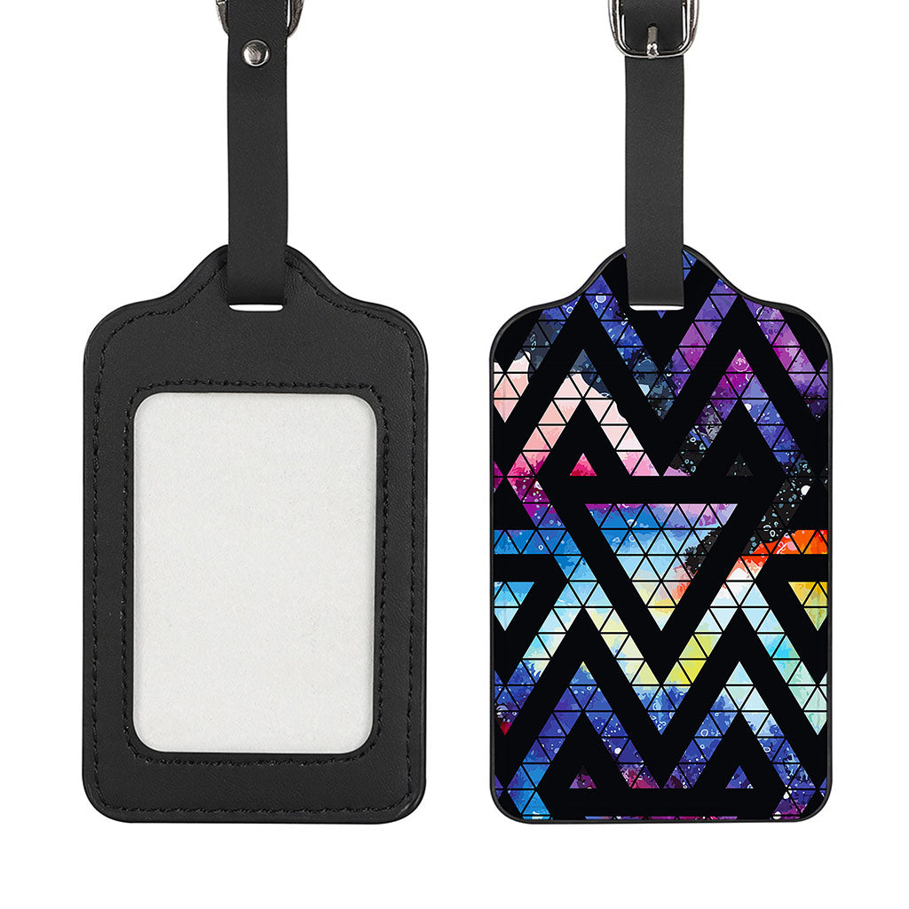 Black Triangle Galaxy Space Print Luggage Tag