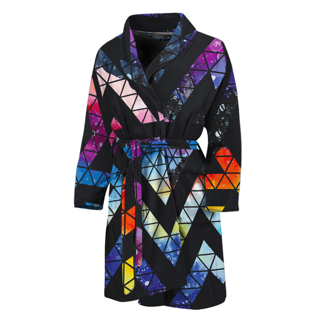 Black Triangle Galaxy Space Print Men's Bathrobe