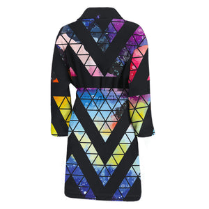 Black Triangle Galaxy Space Print Men's Bathrobe