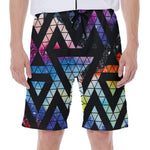 Black Triangle Galaxy Space Print Men's Beach Shorts