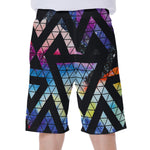 Black Triangle Galaxy Space Print Men's Beach Shorts