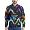 Black Triangle Galaxy Space Print Men's Bomber Jacket
