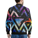 Black Triangle Galaxy Space Print Men's Bomber Jacket