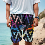 Black Triangle Galaxy Space Print Men's Cargo Shorts