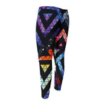 Black Triangle Galaxy Space Print Men's Compression Pants