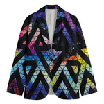 Black Triangle Galaxy Space Print Men's Cotton Blazer