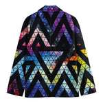 Black Triangle Galaxy Space Print Men's Cotton Blazer