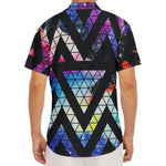 Black Triangle Galaxy Space Print Men's Deep V-Neck Shirt