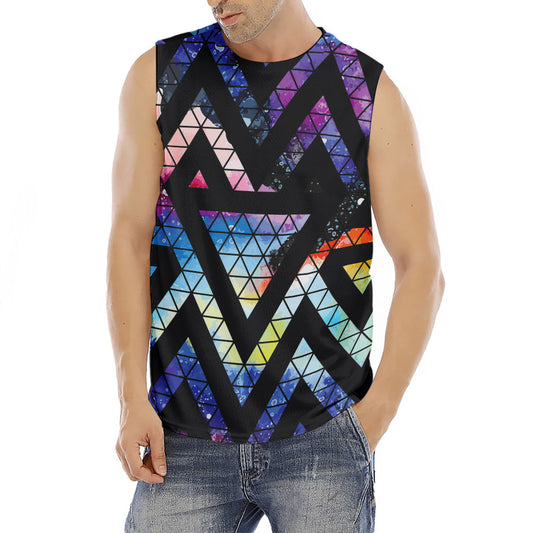 Black Triangle Galaxy Space Print Men's Fitness Tank Top