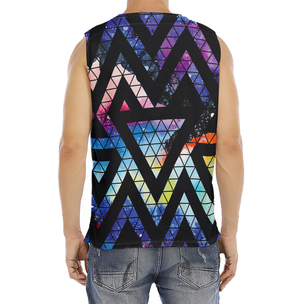 Black Triangle Galaxy Space Print Men's Fitness Tank Top