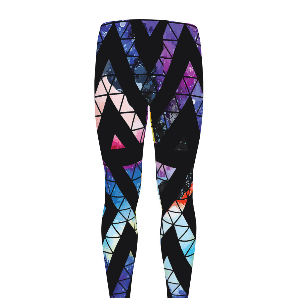 Black Triangle Galaxy Space Print Men's leggings