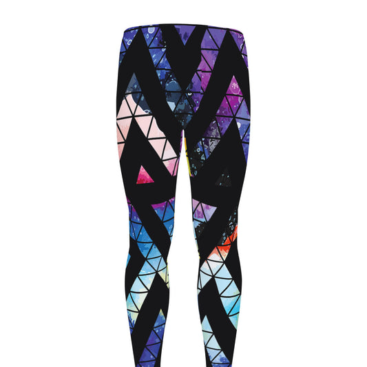 Black Triangle Galaxy Space Print Men's leggings