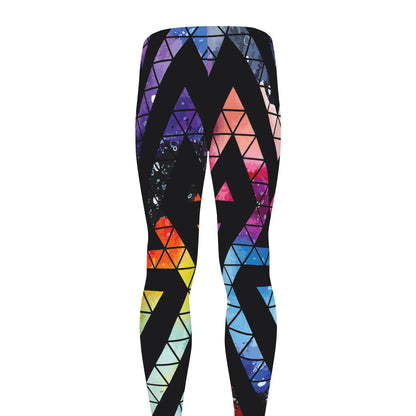 Black Triangle Galaxy Space Print Men's leggings